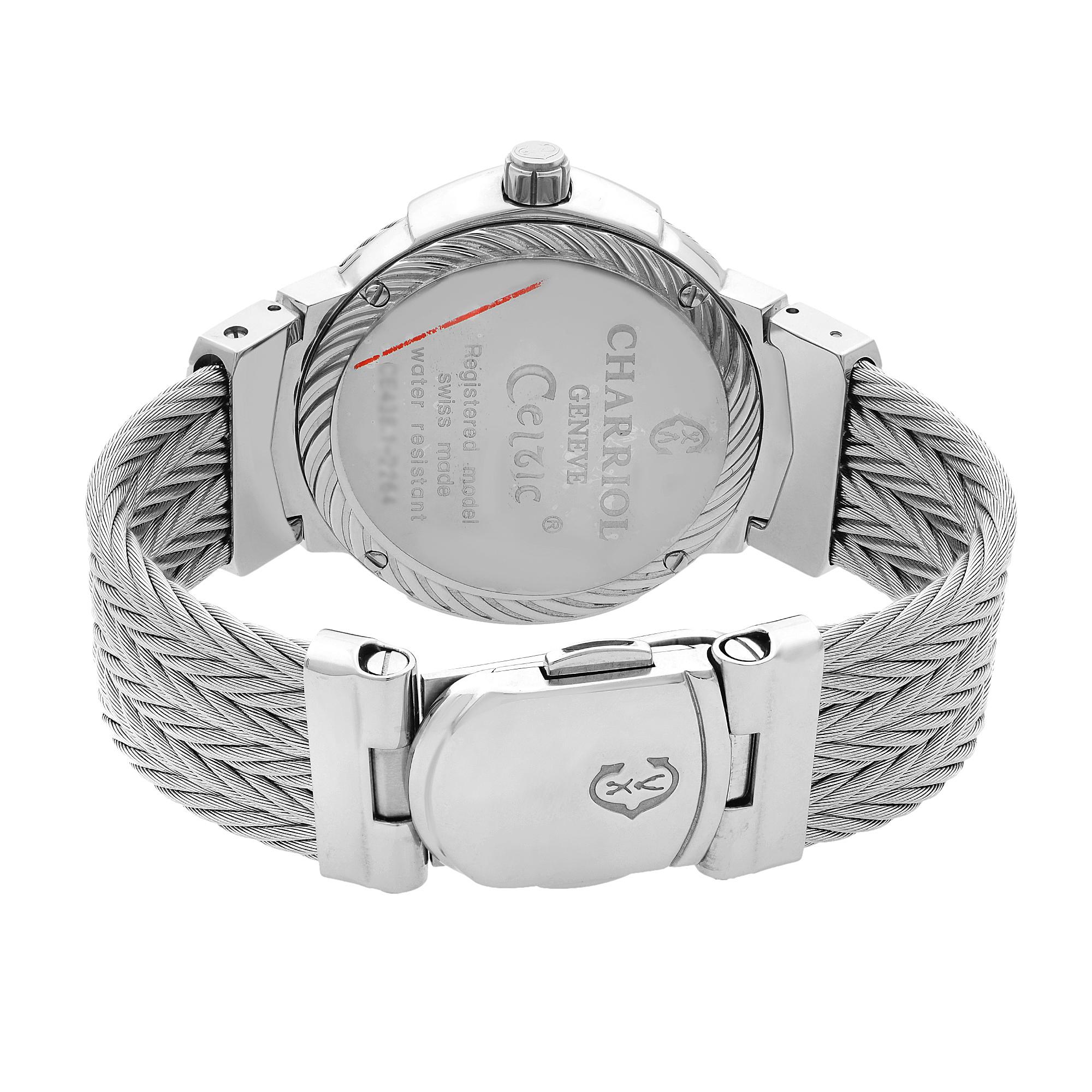 Modern Charriol Celtic Stainless Steel MOP Dial Ladies Quartz Watch CE438S.650.001