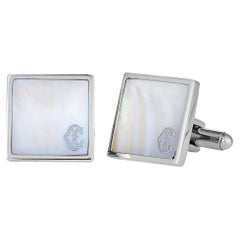 Charriol Classic Stainless Steel, White Mother of Pearl Square Cufflinks