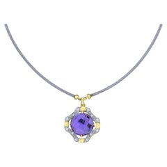 Charriol Classique 18K and Stainless Amethyst and Diamond Necklace