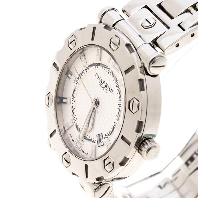 Charriol Cream Stainless Steel RT38 Women's Wristwatch 38 mm In Good Condition In Dubai, Al Qouz 2
