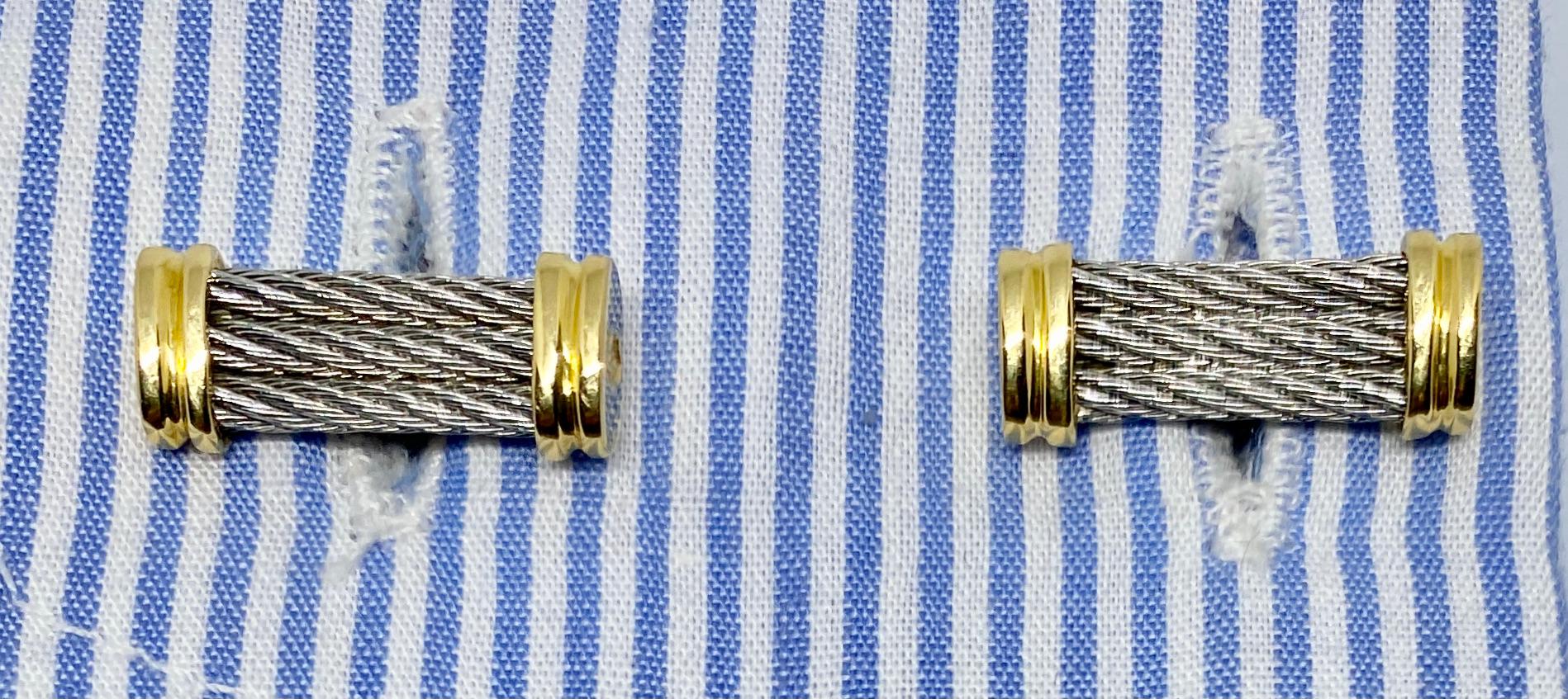 Charriol Cufflinks in 18 Karat Yellow Gold and Stainless Steel 1