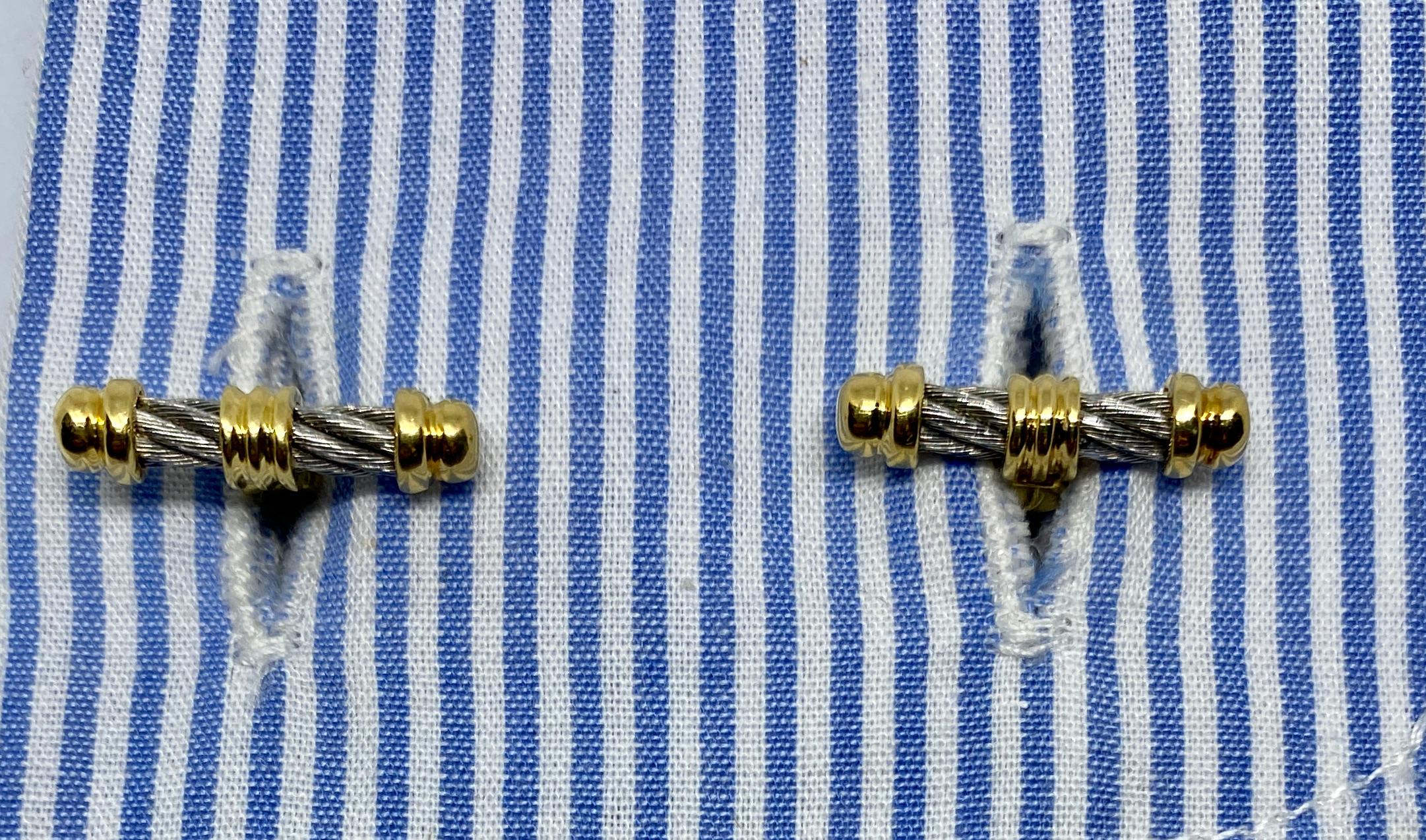 Charriol Cufflinks in 18 Karat Yellow Gold and Stainless Steel 2