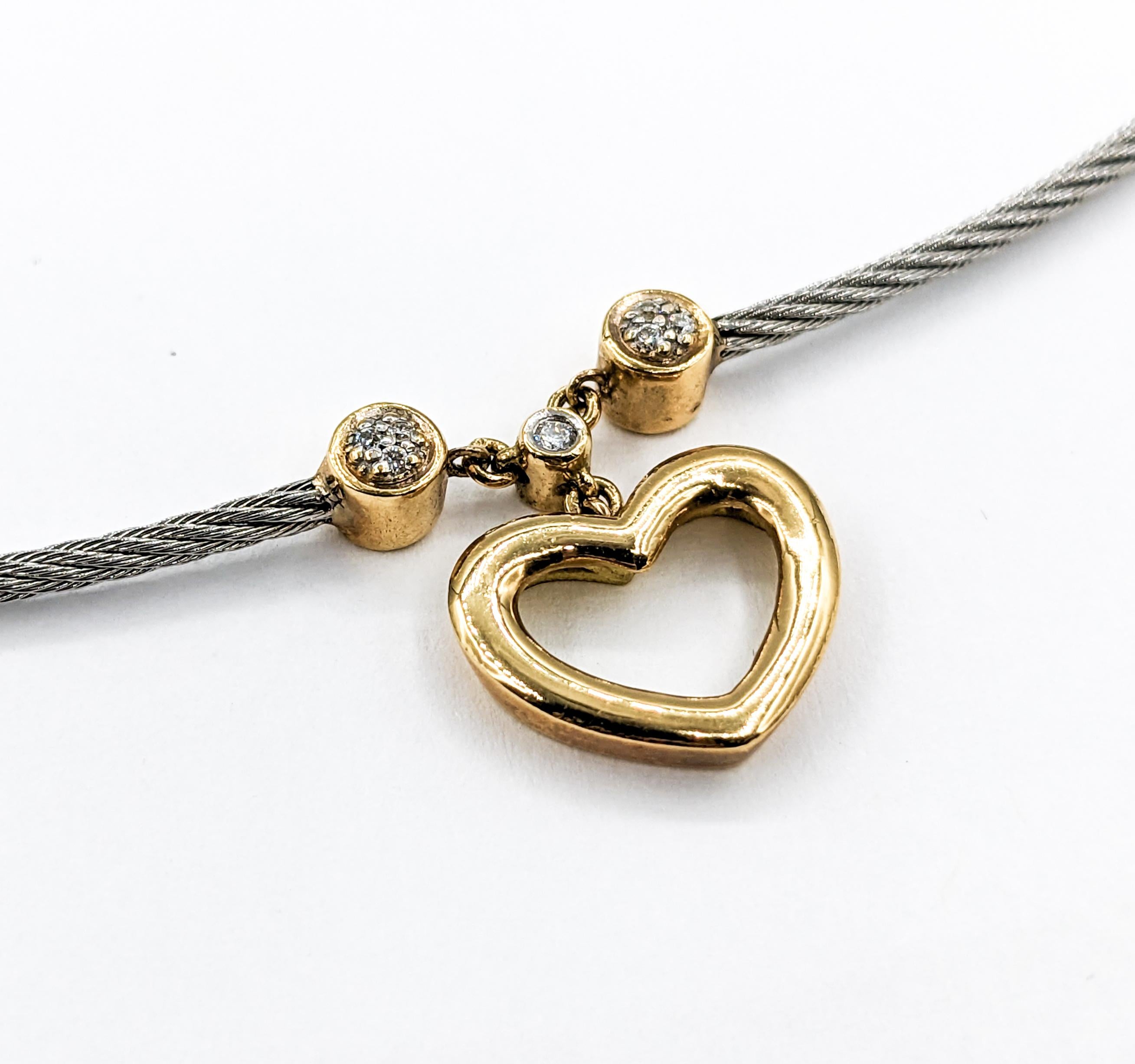 Modernist Charriol Diamond & 18K Gold Cable Necklace