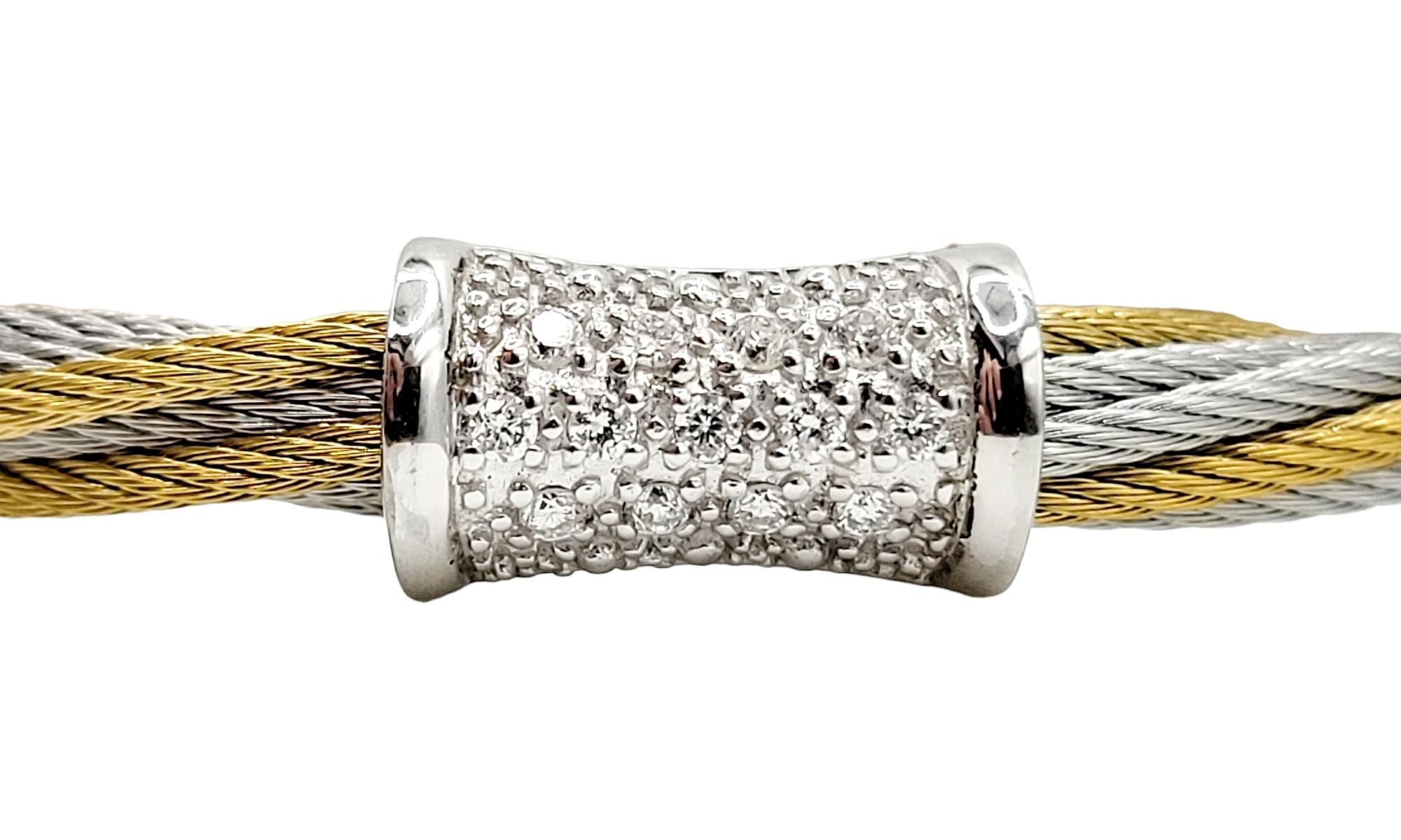 Charriol Diamond Classique Bracelet in Stainless Steel, 18k Yellow & White Gold For Sale 1