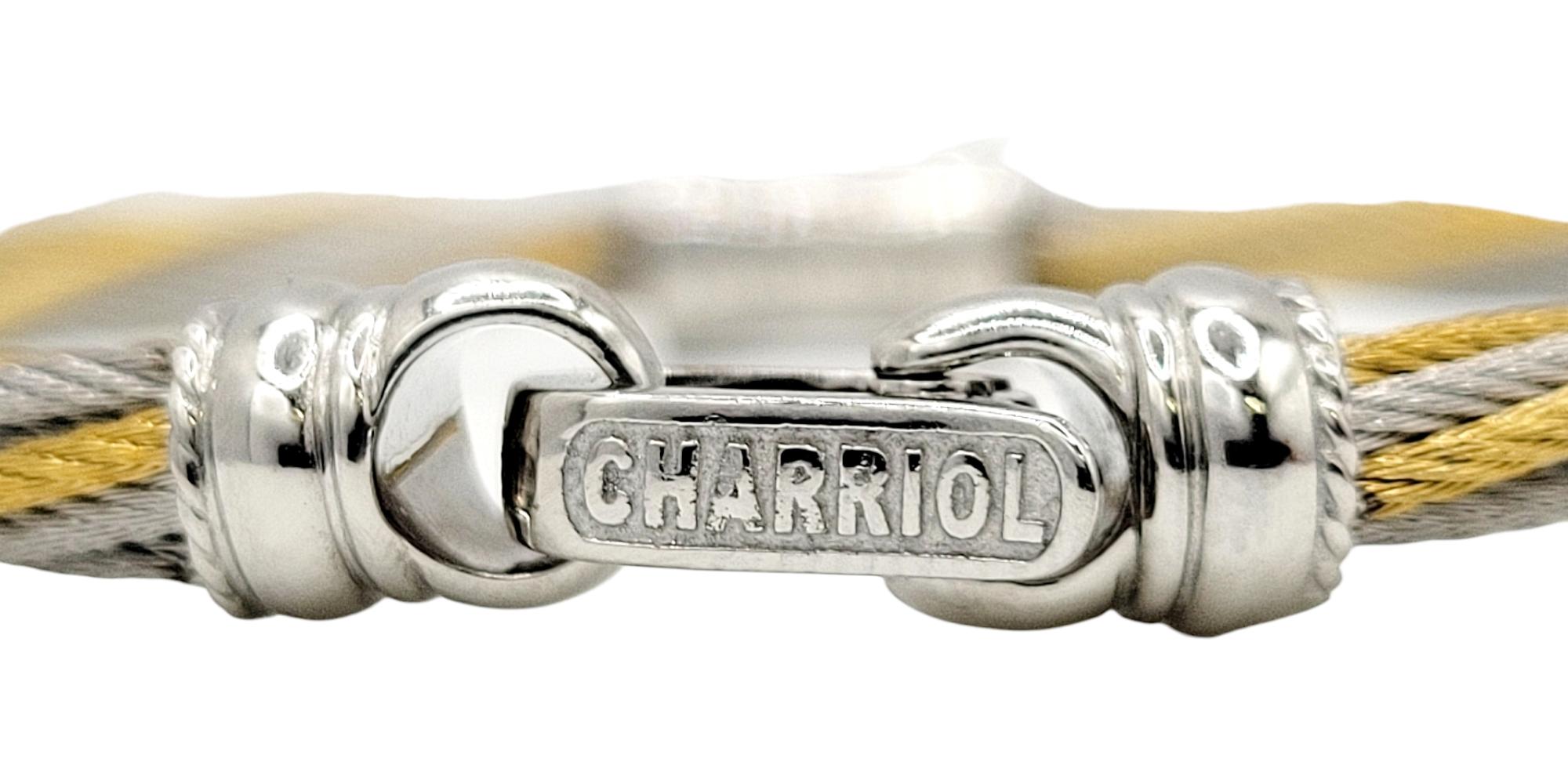 Charriol Diamond Classique Bracelet in Stainless Steel, 18k Yellow & White Gold For Sale 2