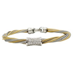 Used Charriol Diamond Classique Bracelet in Stainless Steel, 18k Yellow & White Gold