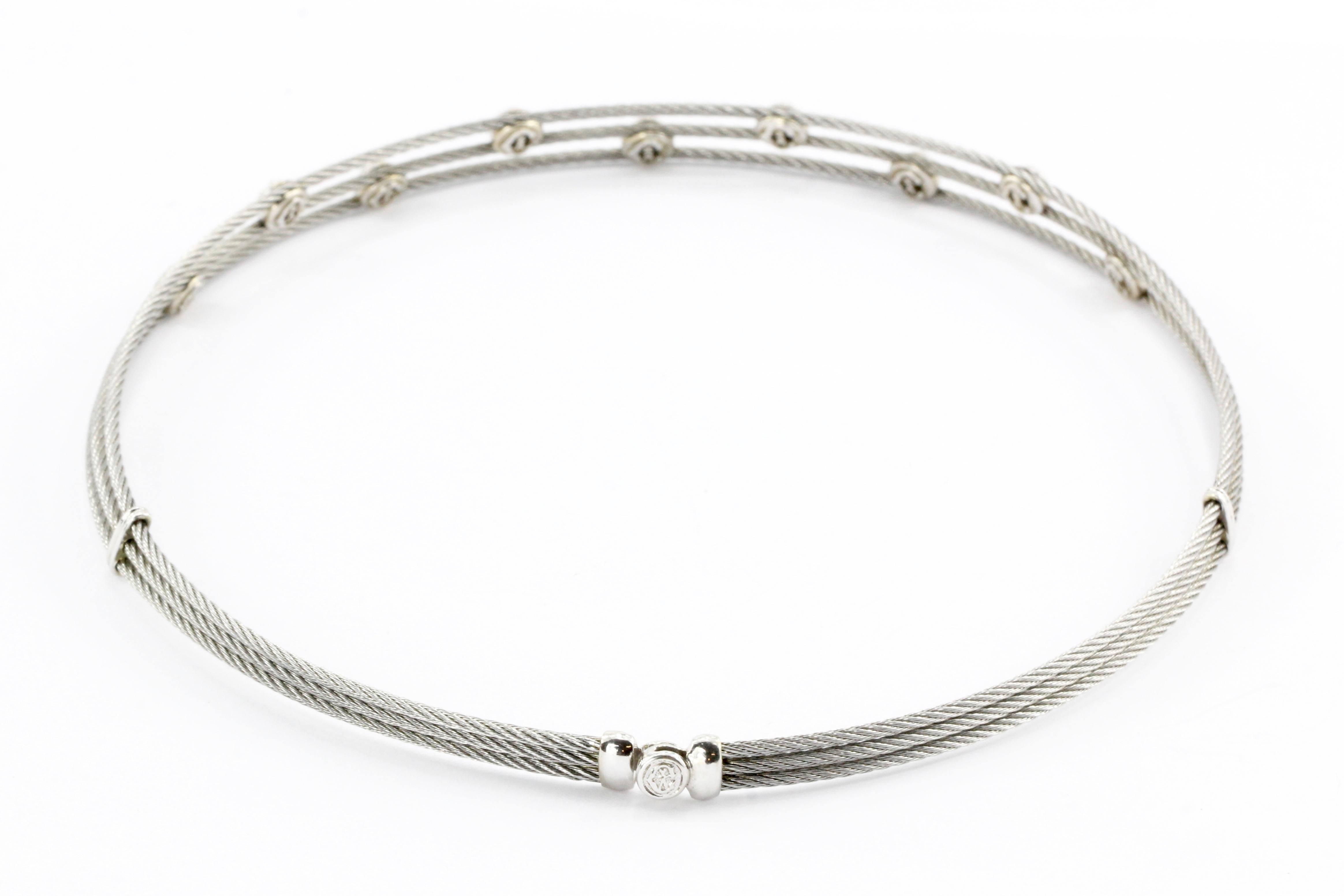 Women's Charriol Diamond Classique Three-Row Choker Stainless Steel and White Gold