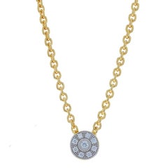 Charriol Diamond Halo Slide Pendant Necklace 16" - Yellow Gold 18k Round .15ctw