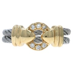 Charriol Diamant Ring - Edelstahl Gelbgold 18k Runde Kreis Schnalle SZ 6