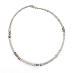 Charriol Diamond Station 18 Karat White Gold Link Necklace