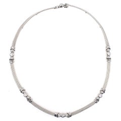 Charriol Diamond Station 18 Karat White Gold Link Necklace