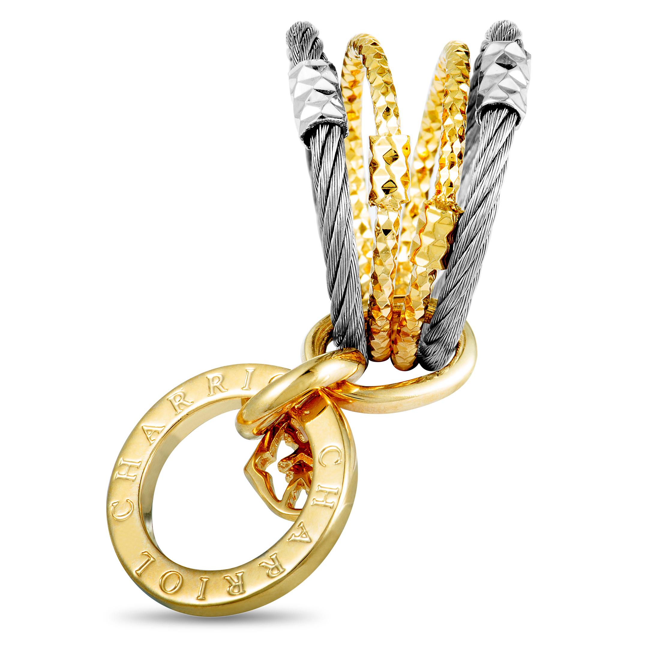 Charriol Fête du Jour Stainless Steel and Yellow PVD Signature Charm Band Ring 1