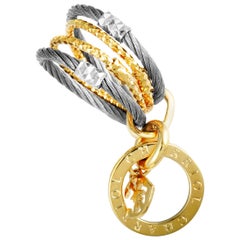 Charriol Fête du Jour Stainless Steel and Yellow PVD Signature Charm Band Ring