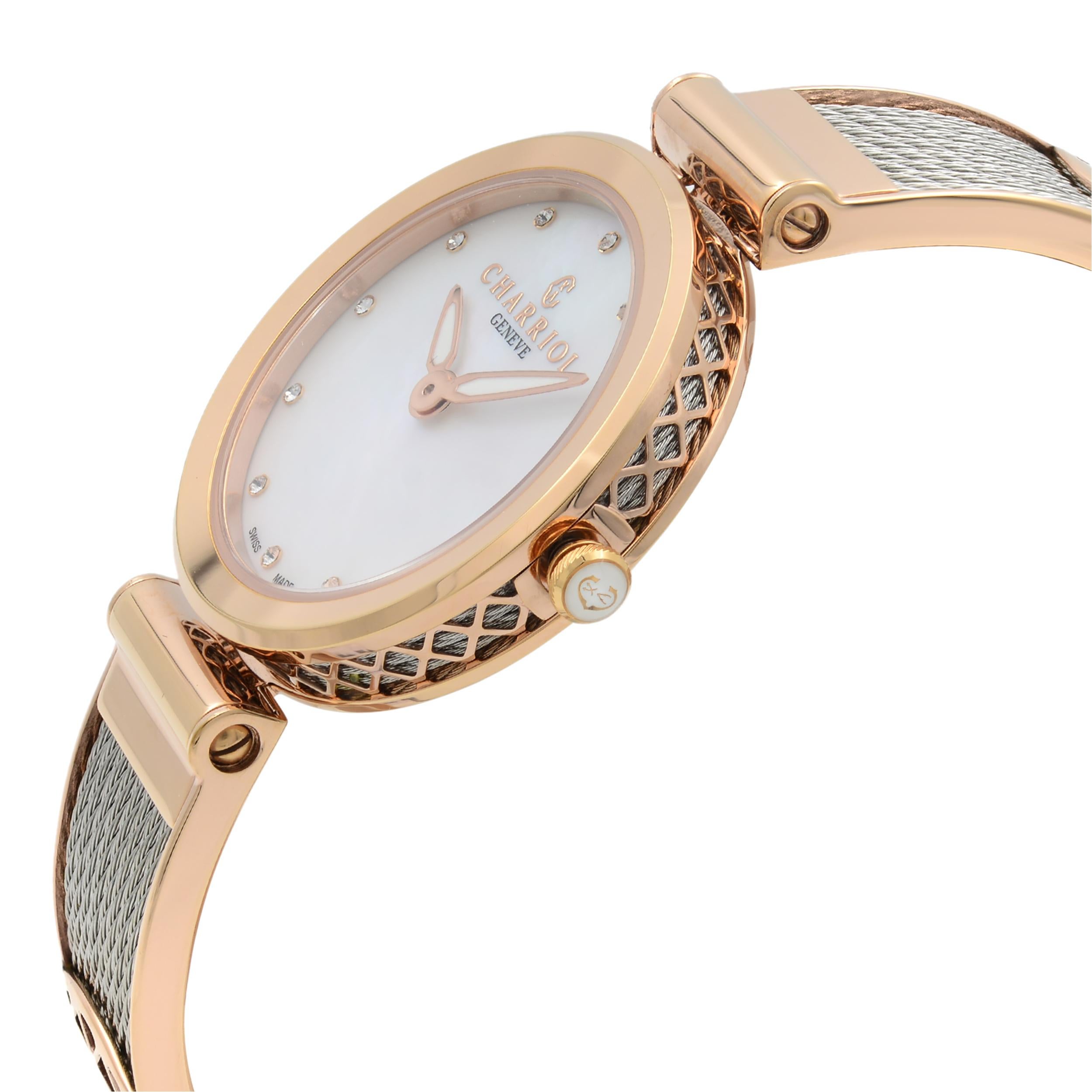 charriol forever elephant white mother of pearl dial ladies watch