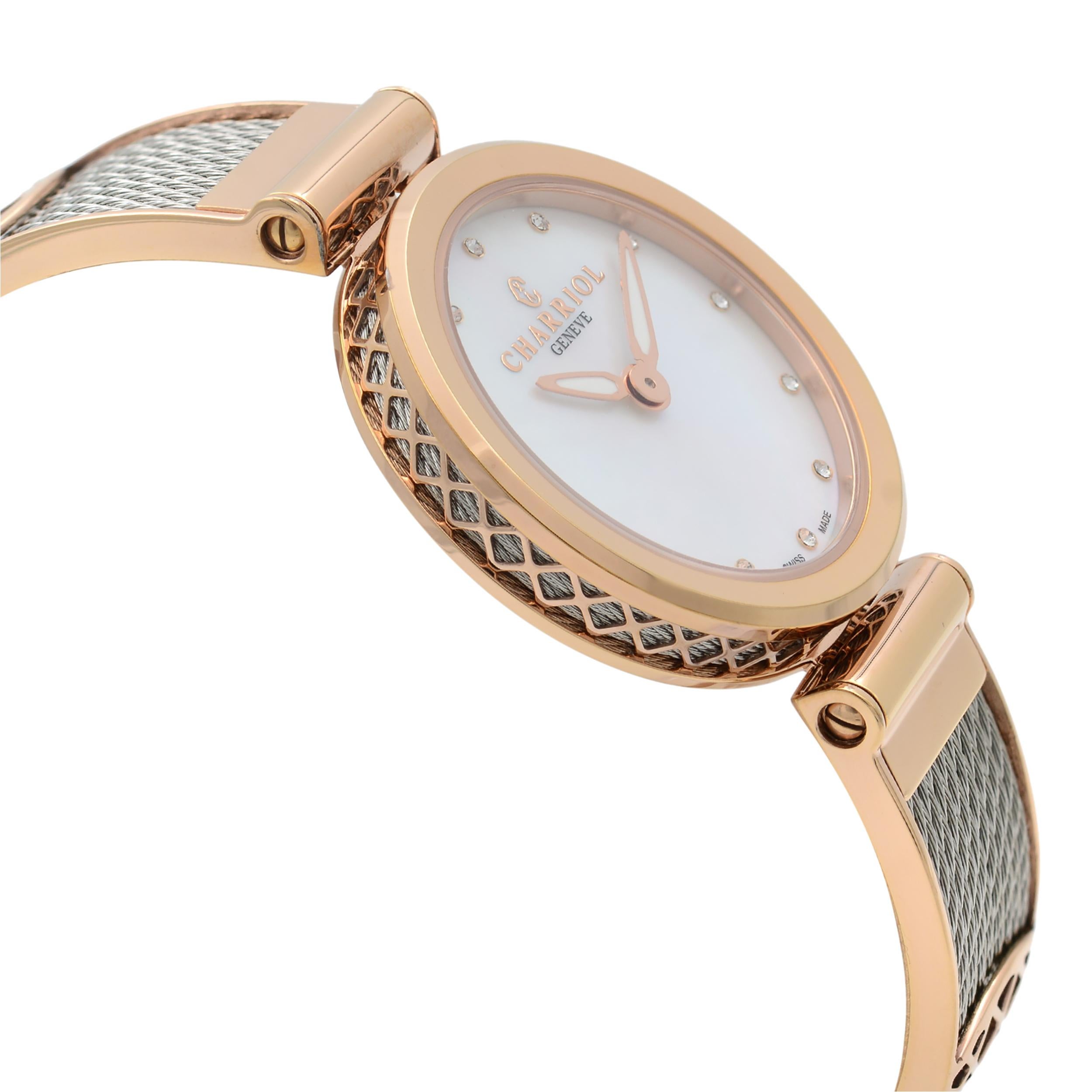 charriol forever elephant white mother of pearl dial ladies watch
