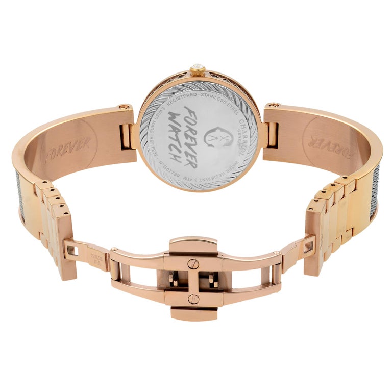 Charriol Forever Crystal White MOP Dial Steel Ladies Quartz Watch  