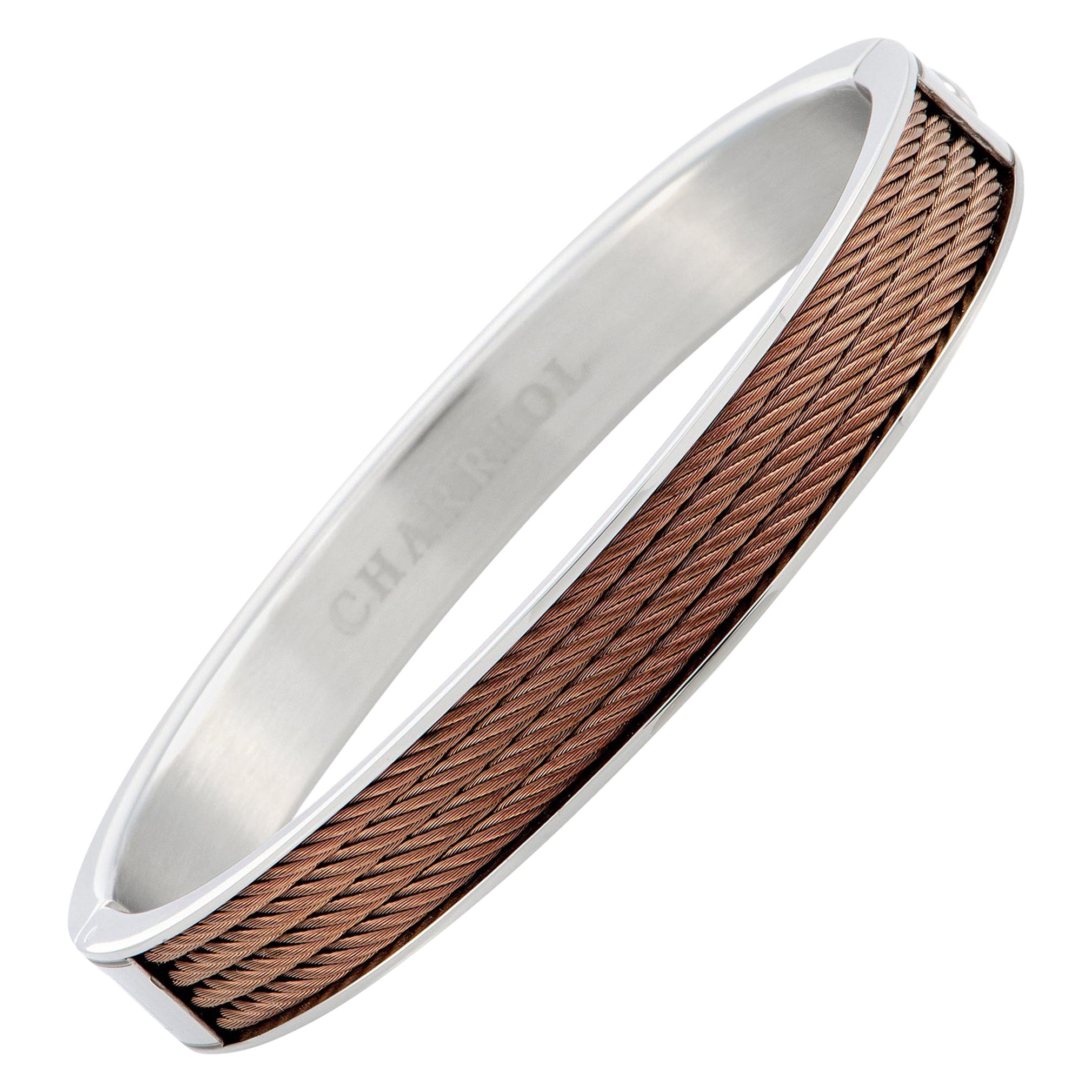 Charriol Forever Stainless Steel and Bronze PVD Bangle Bracelet Size XL
