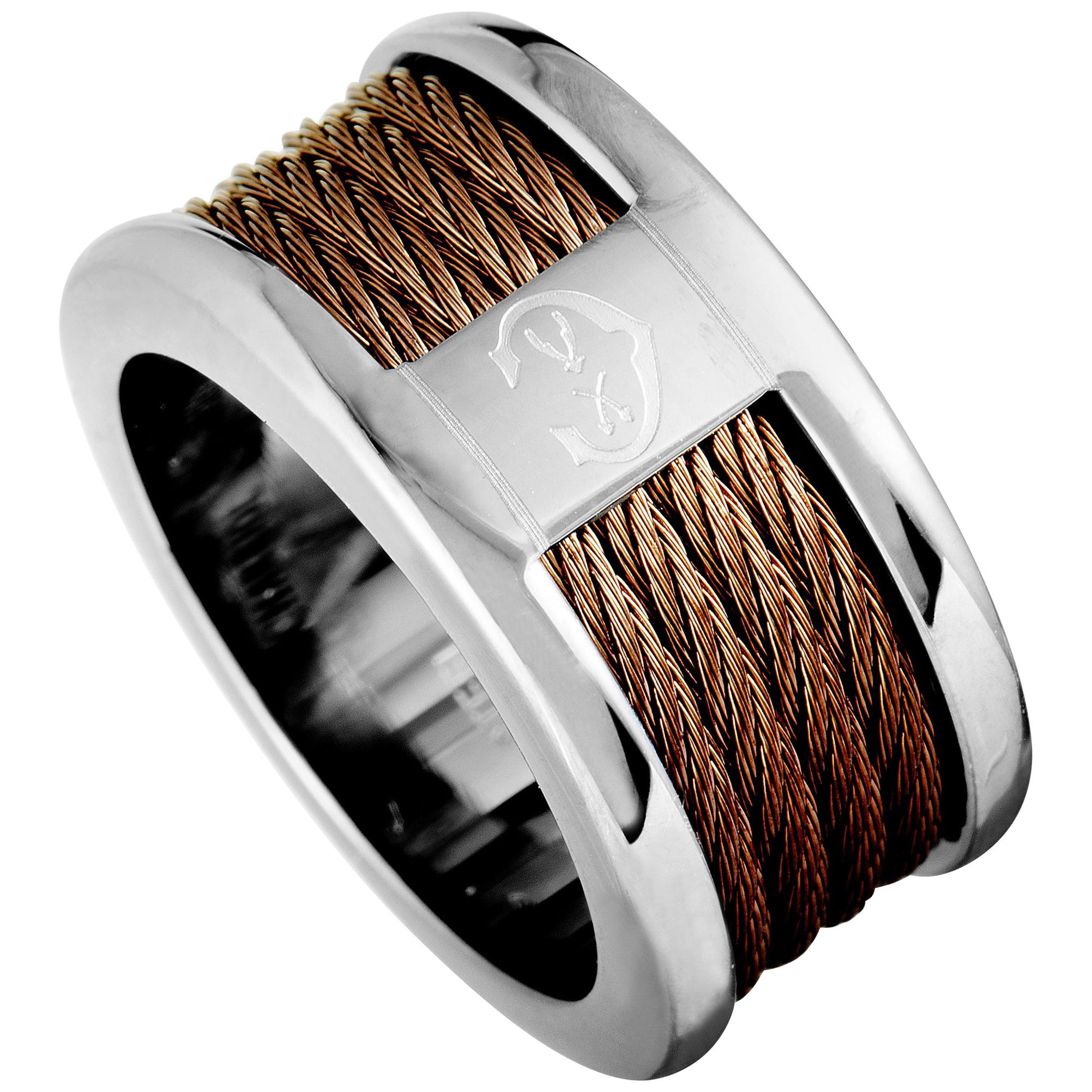 Charriol Forever Stainless Steel and Bronze PVD Cable Band Ring