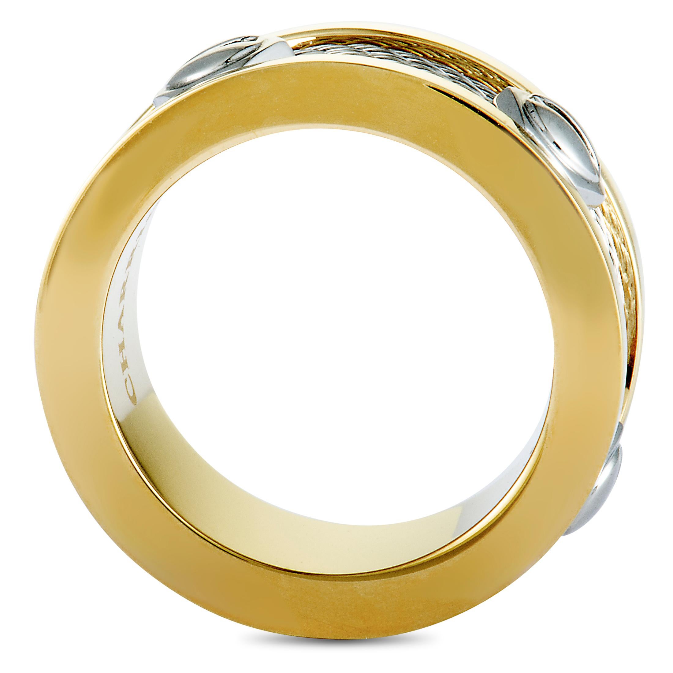 This compelling “Forever” ring is presented by Charriol and it is superbly crafted from stainless steel that is partially coated in yellow PVD, creating a distinctly luxurious and incredibly eye-catching look.
Ring Size: 10, 10.75