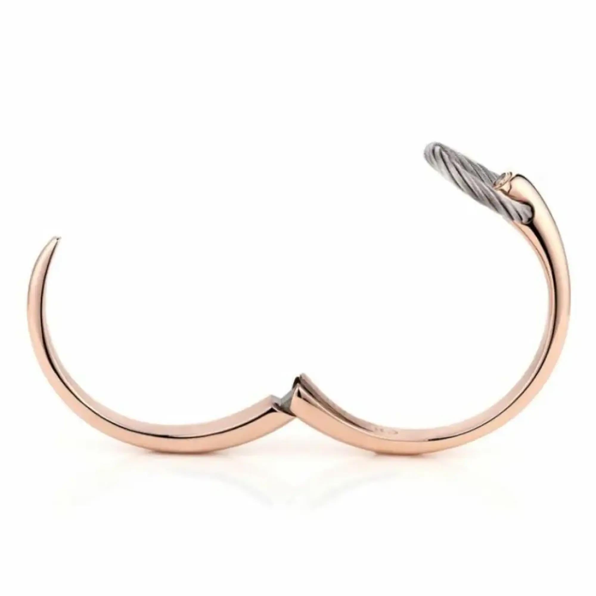 Charriol Infinity Zen Rose Gold PVD Steel Cable Bangle 04-102-1232-0 Taille M Neuf - En vente à New York, NY