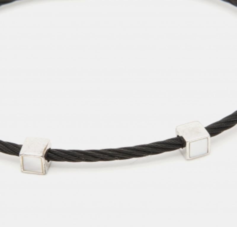 Donna Charriol Laetitia Bracciale a stazione in acciaio rivestito in PVD nero con madreperla in vendita
