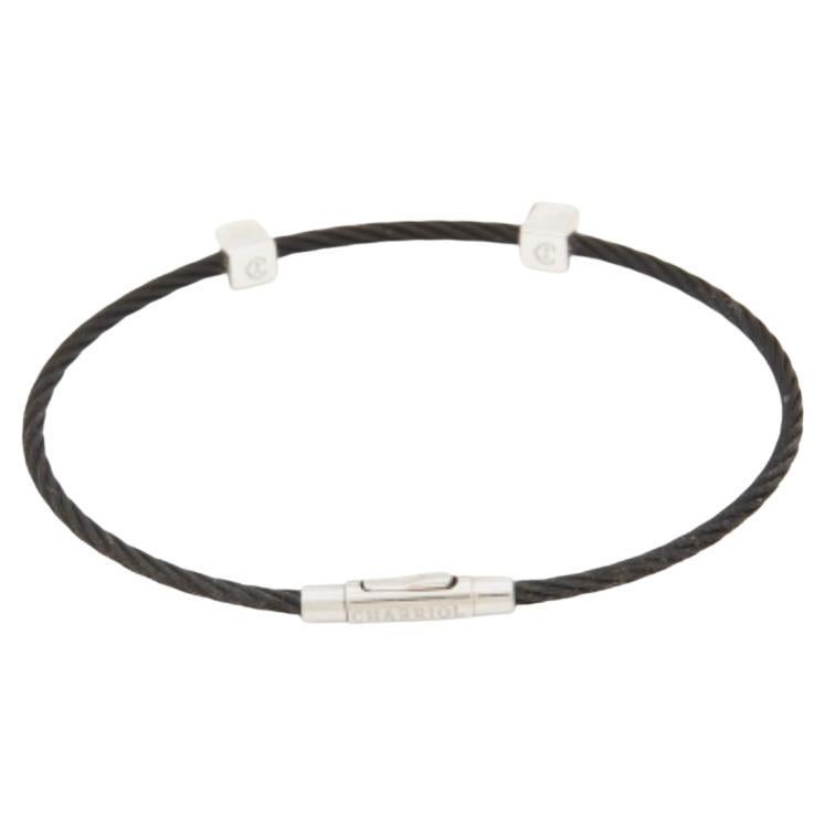 Charriol Laetitia Bracciale a stazione in acciaio rivestito in PVD nero con madreperla in vendita