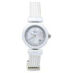 Used Charriol Mother of Pearl Ceramic Stainless Steel Rubber Women's Wristwatch 33 mm