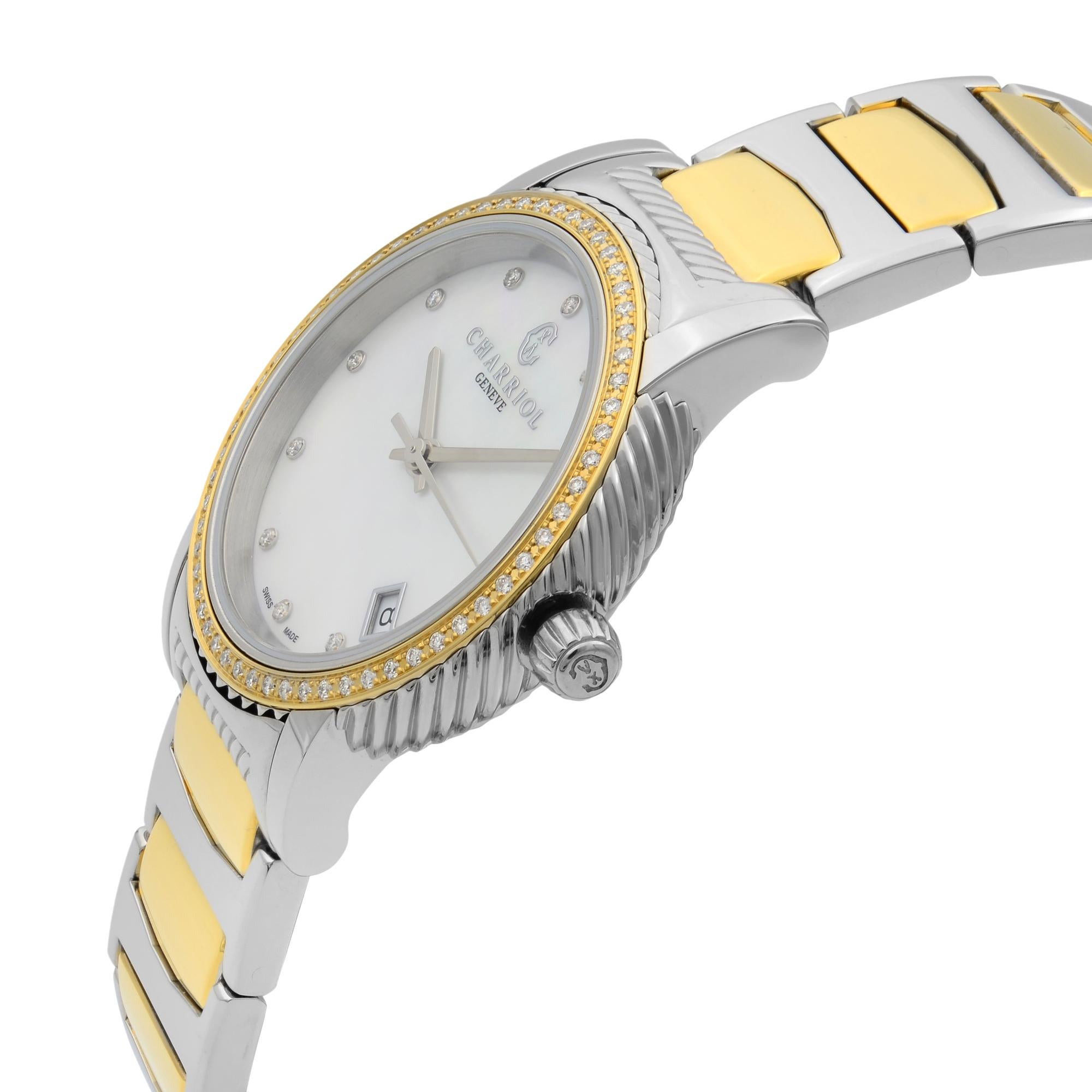 charriol forever rainbow mother-of-pearl dial ladies watch