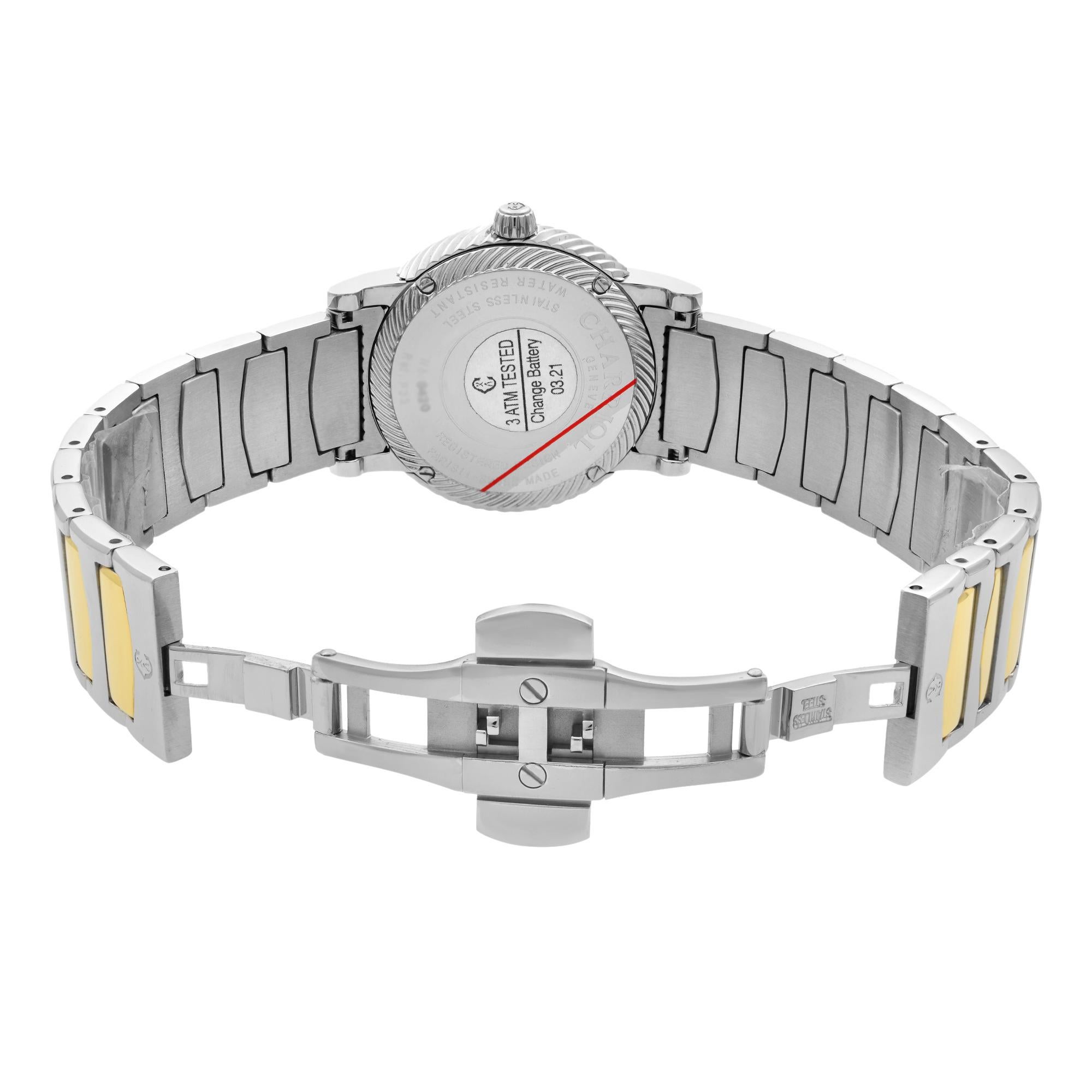 Charriol Parisii 0.40cttw Diamond Steel MOP Dial Ladies Watch P33SY2D.921.001 In Good Condition For Sale In New York, NY