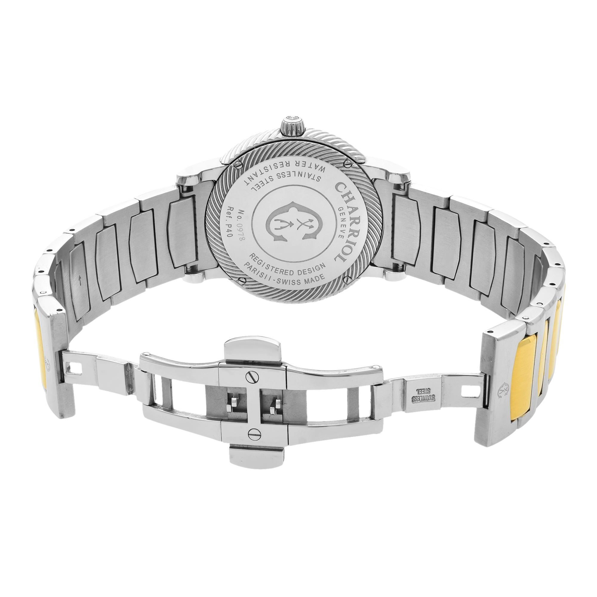 Charriol Parisii Two-Tone Steel Silver Dial Quartz Unisex Watch P40SY2.931.001 In Excellent Condition For Sale In New York, NY