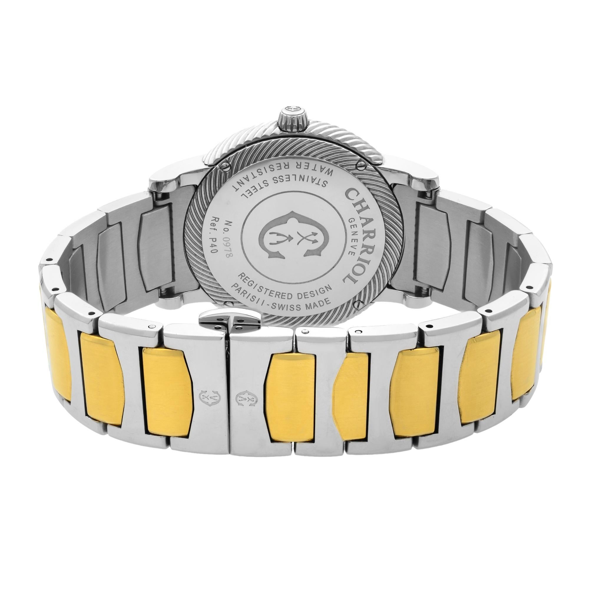 Charriol Parisii Two Tone Steel Silver Dial Quartz Unisex Watch P40SY2.931.001 In Good Condition For Sale In New York, NY