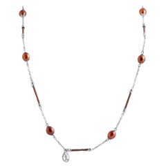 Charriol Pearl Stainless Steel Bronze PVD Brown Pearls Long Necklace