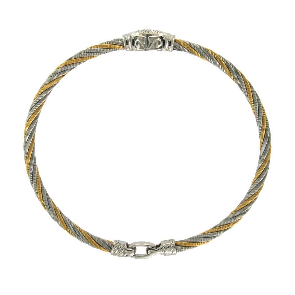 Charriol Philippe Kabelarmband aus 18 Karat Gold und Diamanten in Zinntönen aus Stahl im Zustand „Hervorragend“ in Los Angeles, CA