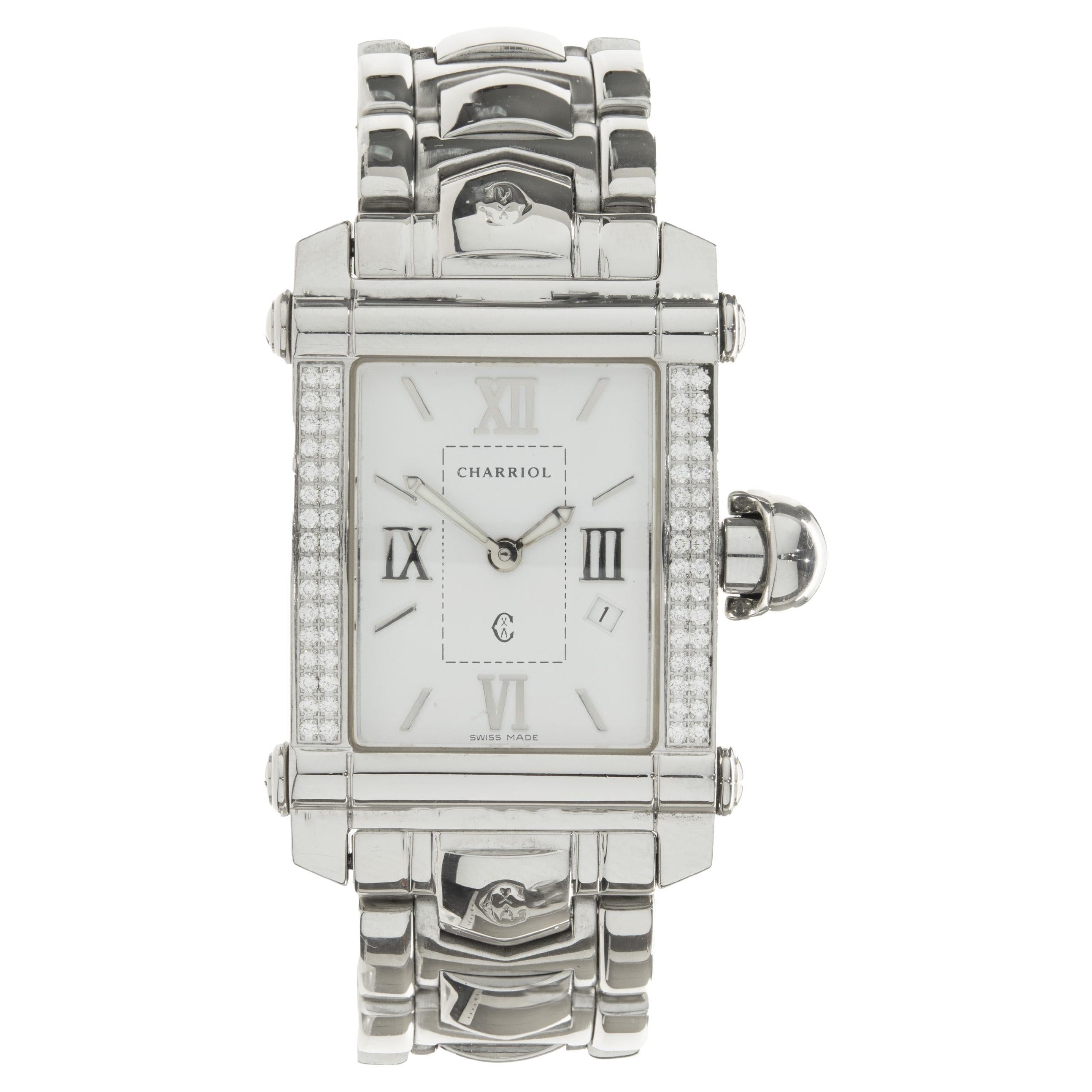 Charriol Philippe Stainless Steel Columbus Date Double Diamond