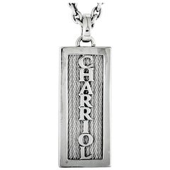 Charriol Plaque Stainless Steel Cable Plaque Pendant Necklace