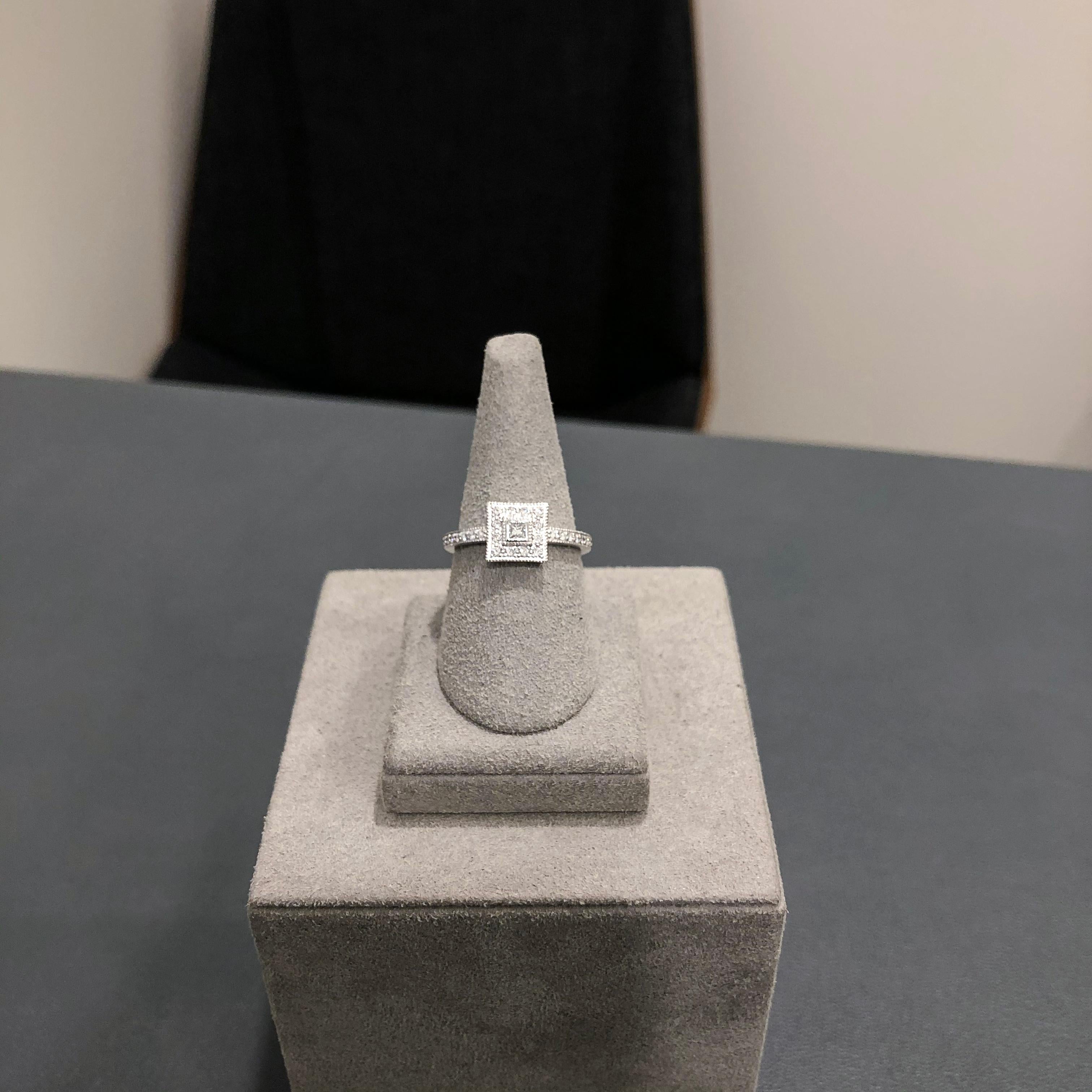 Charriol 0.37 Carats Total Princess Cut Diamond Antique Engagement Ring For Sale 1
