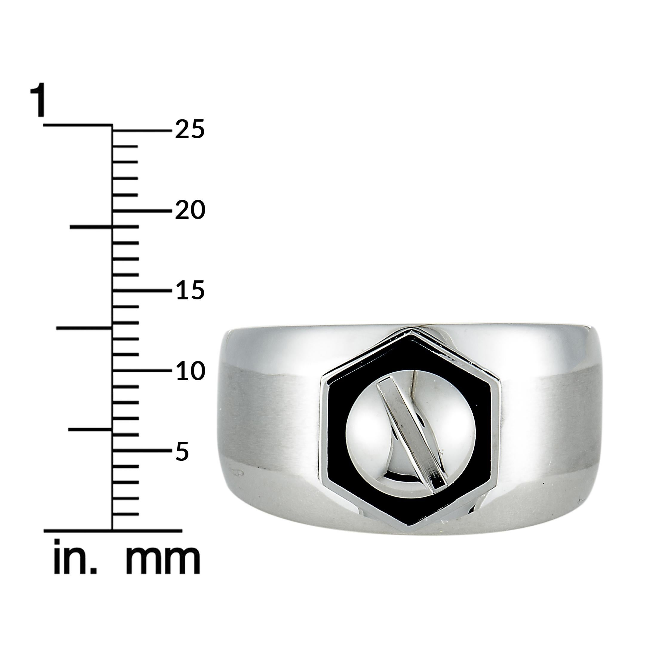Men's Charriol Rotonde Stainless Steel Black Epoxy Band Ring For Sale