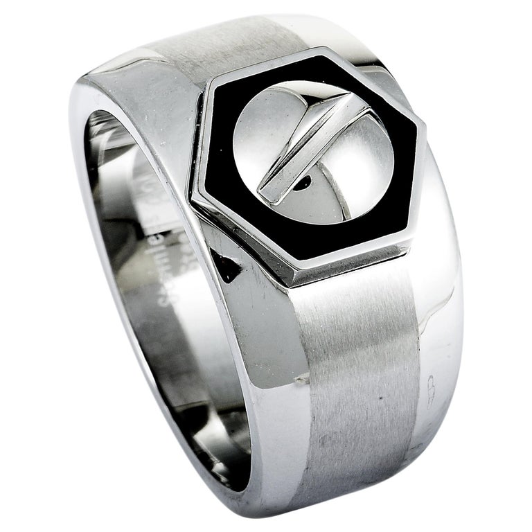 Charriol Rotonde Stainless Steel Black Epoxy Band Ring For Sale
