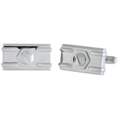 Charriol Rotonde Boutons de manchette rectangulaires en acier inoxydable