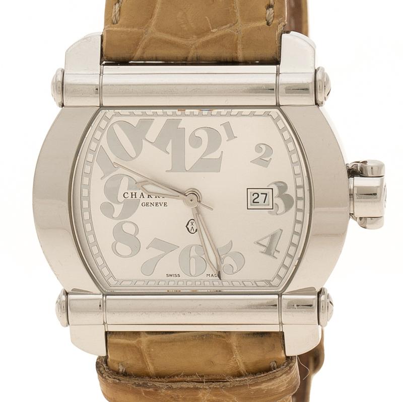 Create the most unique and stylish casual looks with this beautiful piece of accessory from Charriol, this Actor’s wristwatch is cool yet classic. Designed with a beige alligator printed leather, this watch features a stainless steel case and a