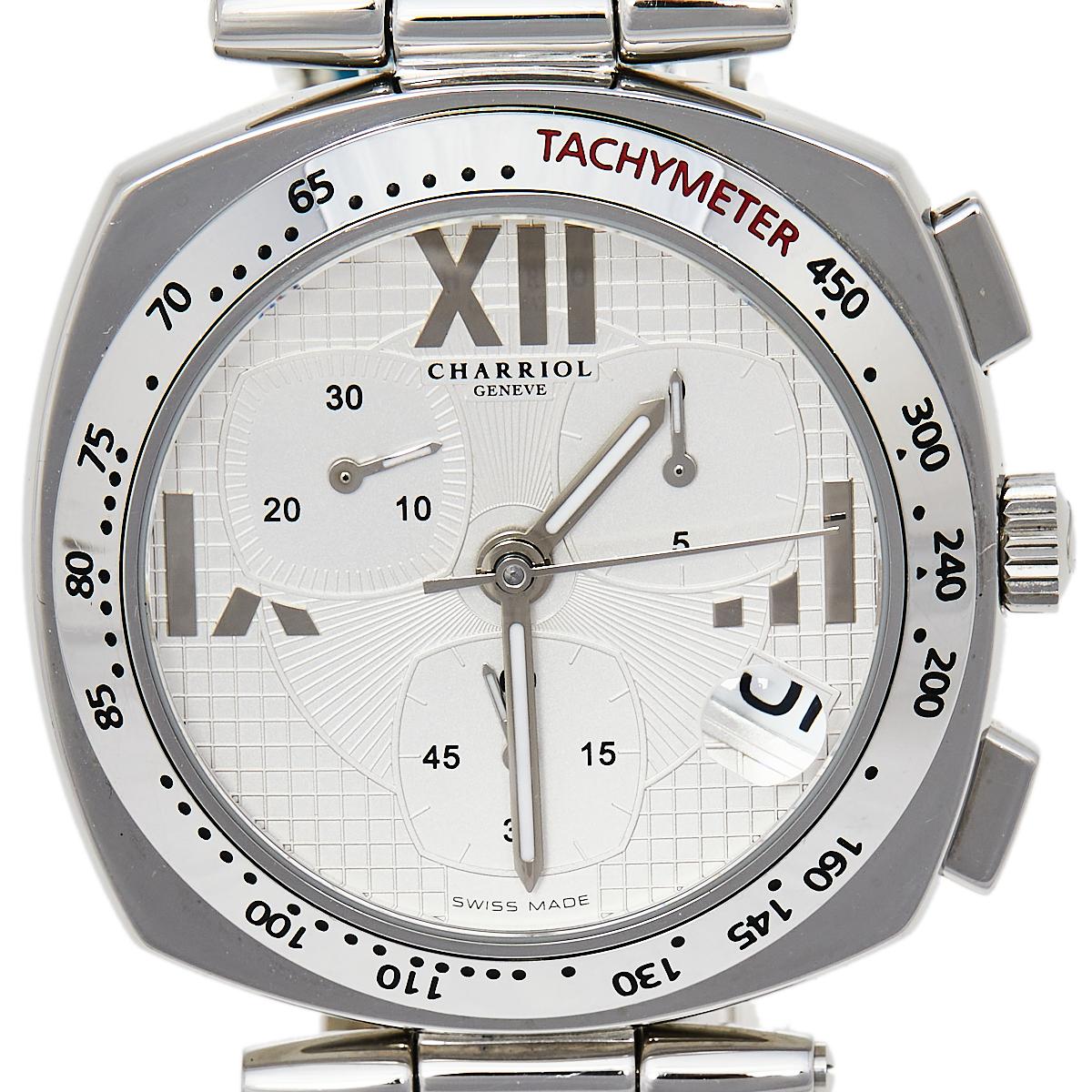 Contemporary Charriol Silver Stainless Steel Alexander C REF.ALEXCXL Men's Wristwatch 40 mm