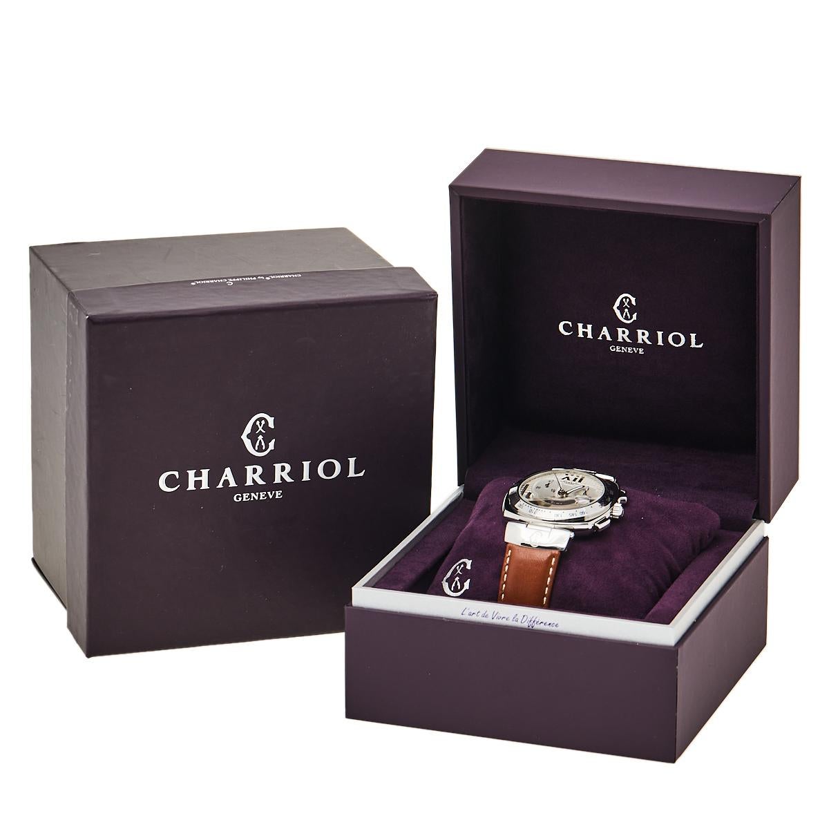 Charriol Silver Stainless Steel Alexander C REF.ALEXCXL Men's Wristwatch 40 mm 4