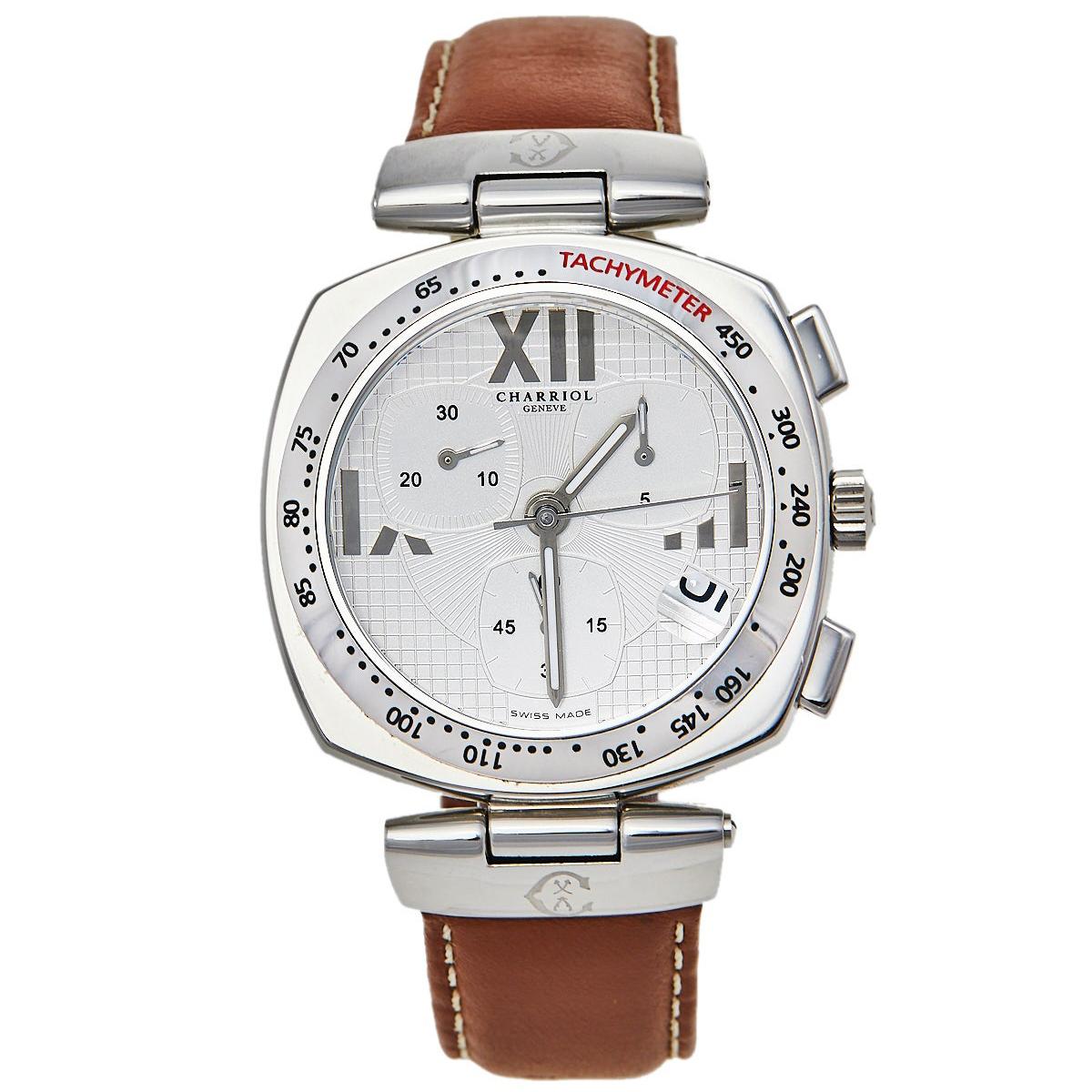 Charriol Silver Stainless Steel Alexander C REF.ALEXCXL Men's Wristwatch 40 mm