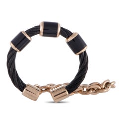 Charriol St. Tropez Stainless Steel Pink and Black PVD Black Enamel Cable