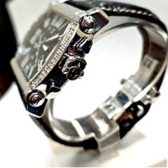 Montre-bracelet Charriol en acier inoxydable, chronographe à diamants, cadran à chiffres romains