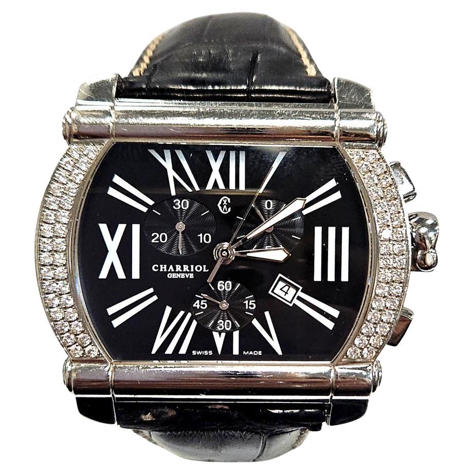 Charriol Stainless Steel Diamond Chronograph Wristwatch, Roman Numeral Dial