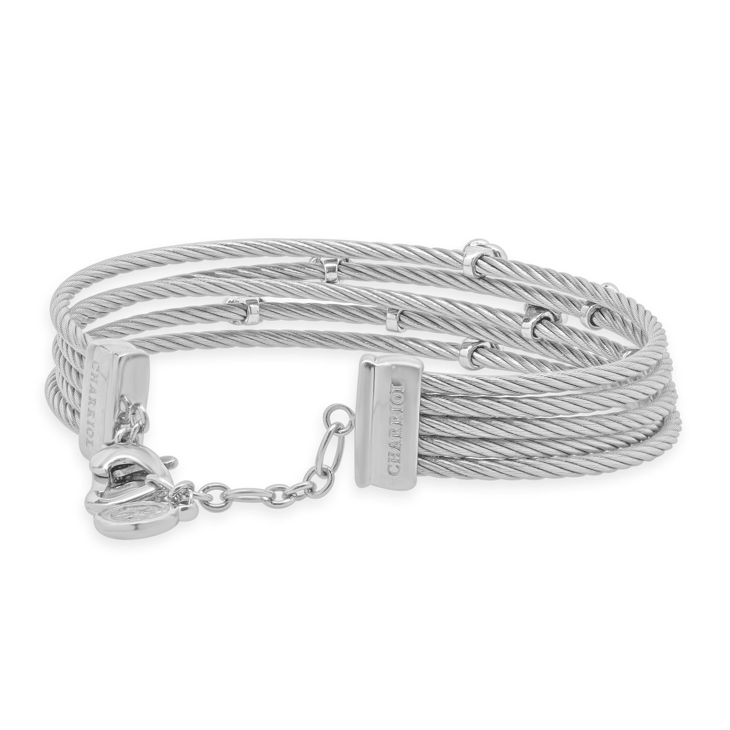 Charriol Stainless Steel Malia Knot Five Row Bracelet In Excellent Condition For Sale In Scottsdale, AZ