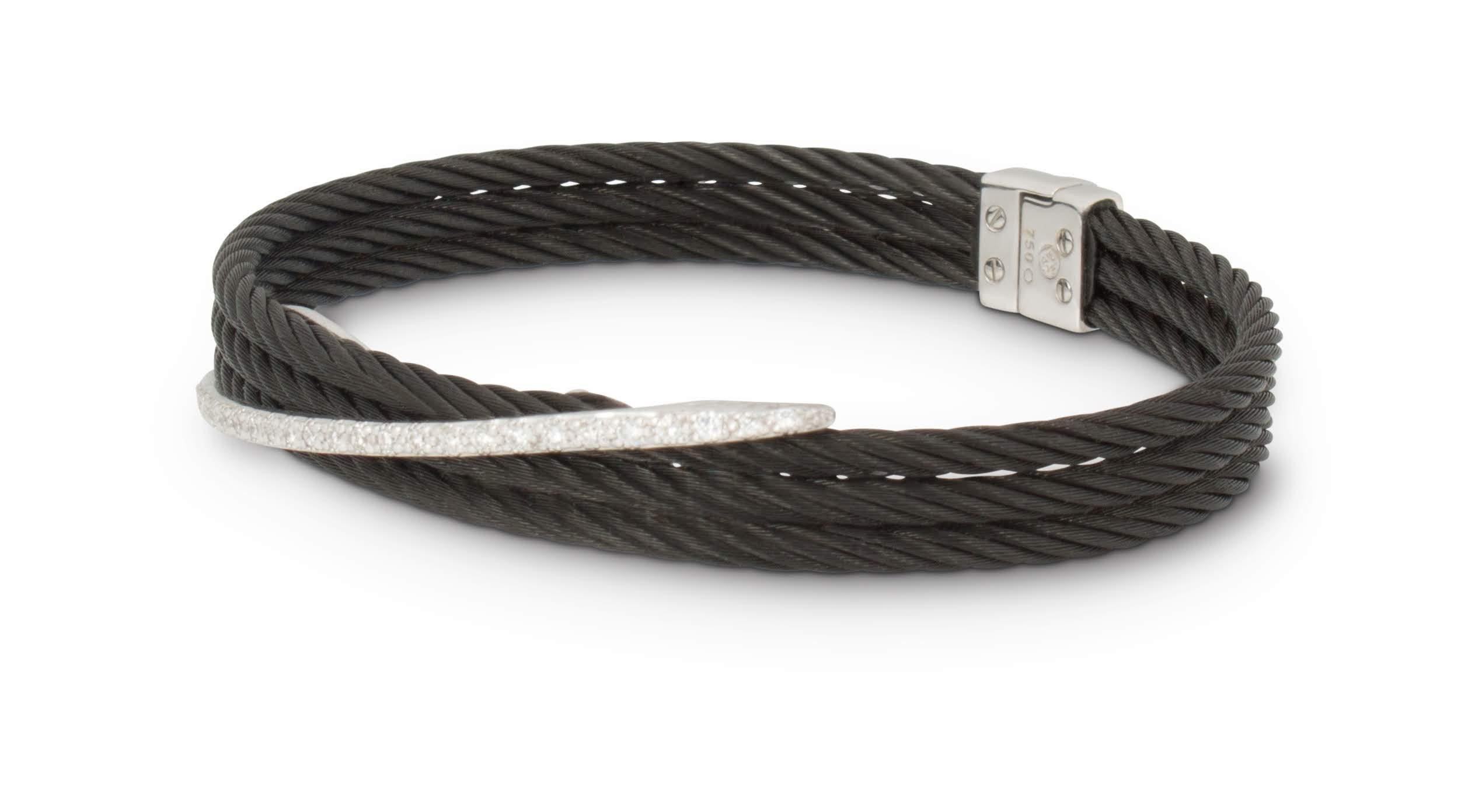 Women's or Men's Charriol Stainless Steel White Gold and Diamond Bracelet