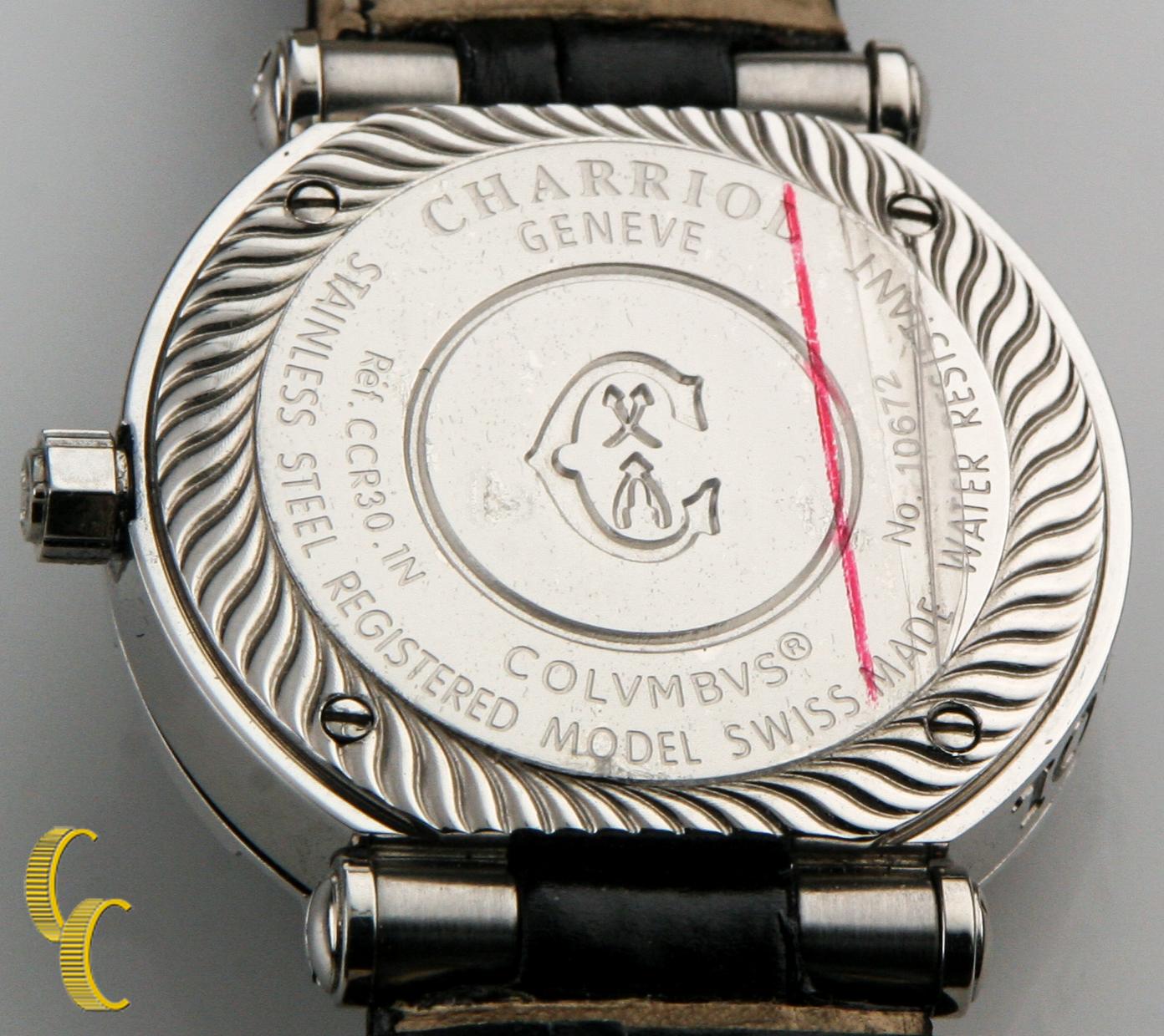 Charriol Edelstahl Damen-Uhr Colvmbvs Quarz mit Diamant-Lünette im Zustand „Gut“ im Angebot in Sherman Oaks, CA