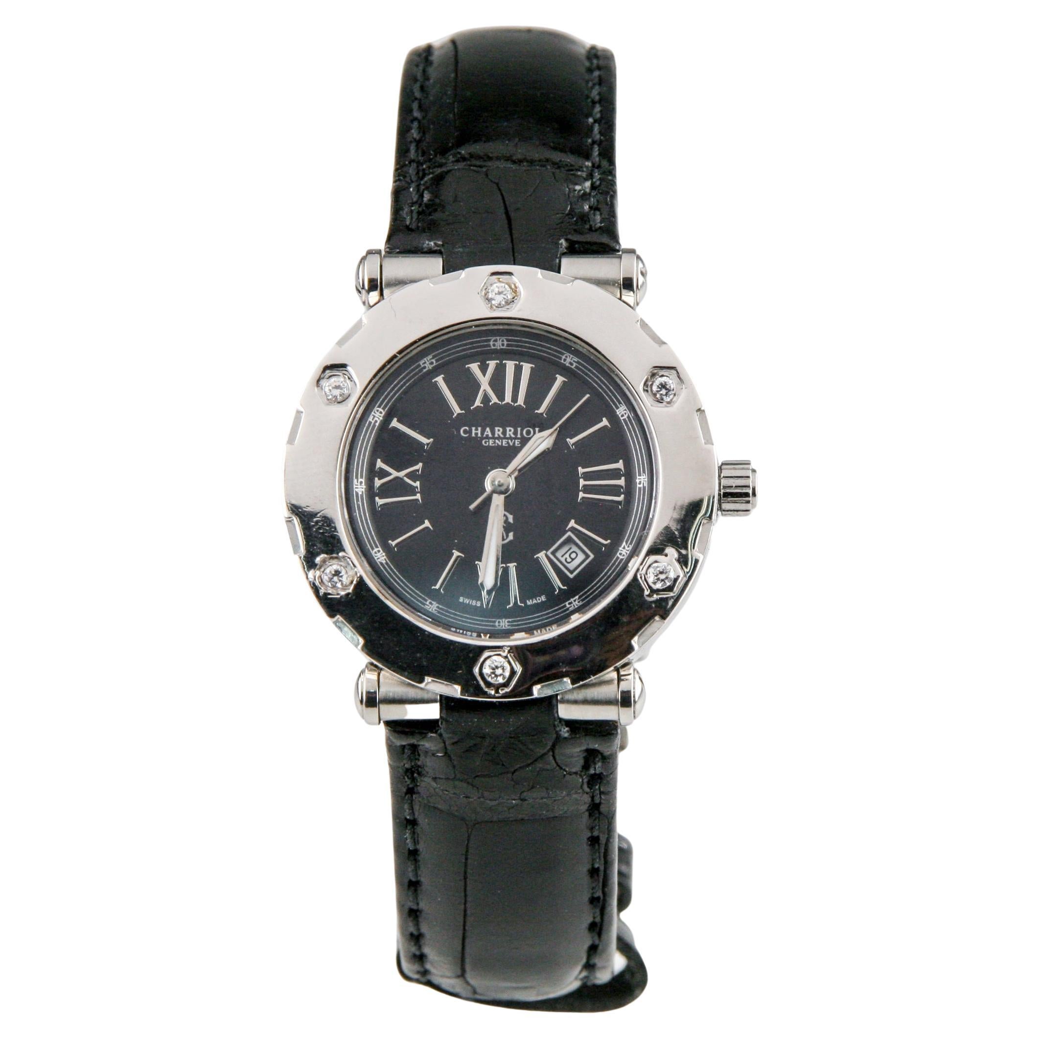 Charriol Stainless Steel Women's Colvmbvs Quartz Watch w/ Diamond Bezel For Sale